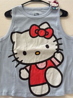 Sanrio Hello Kitty Light Blue Tank Top with Red Bow Graphic